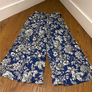 Adam Lippes Collection Navy Floral Wide Leg Pants